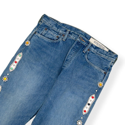 KAPITAL MONKEY CISCO JEWEL EMBELLISHED JEANS BLUE 34 / L | Large, Blue