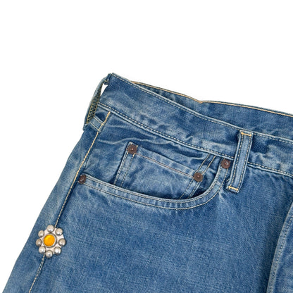 KAPITAL MONKEY CISCO JEWEL EMBELLISHED JEANS BLUE 34 / L | Large, Blue