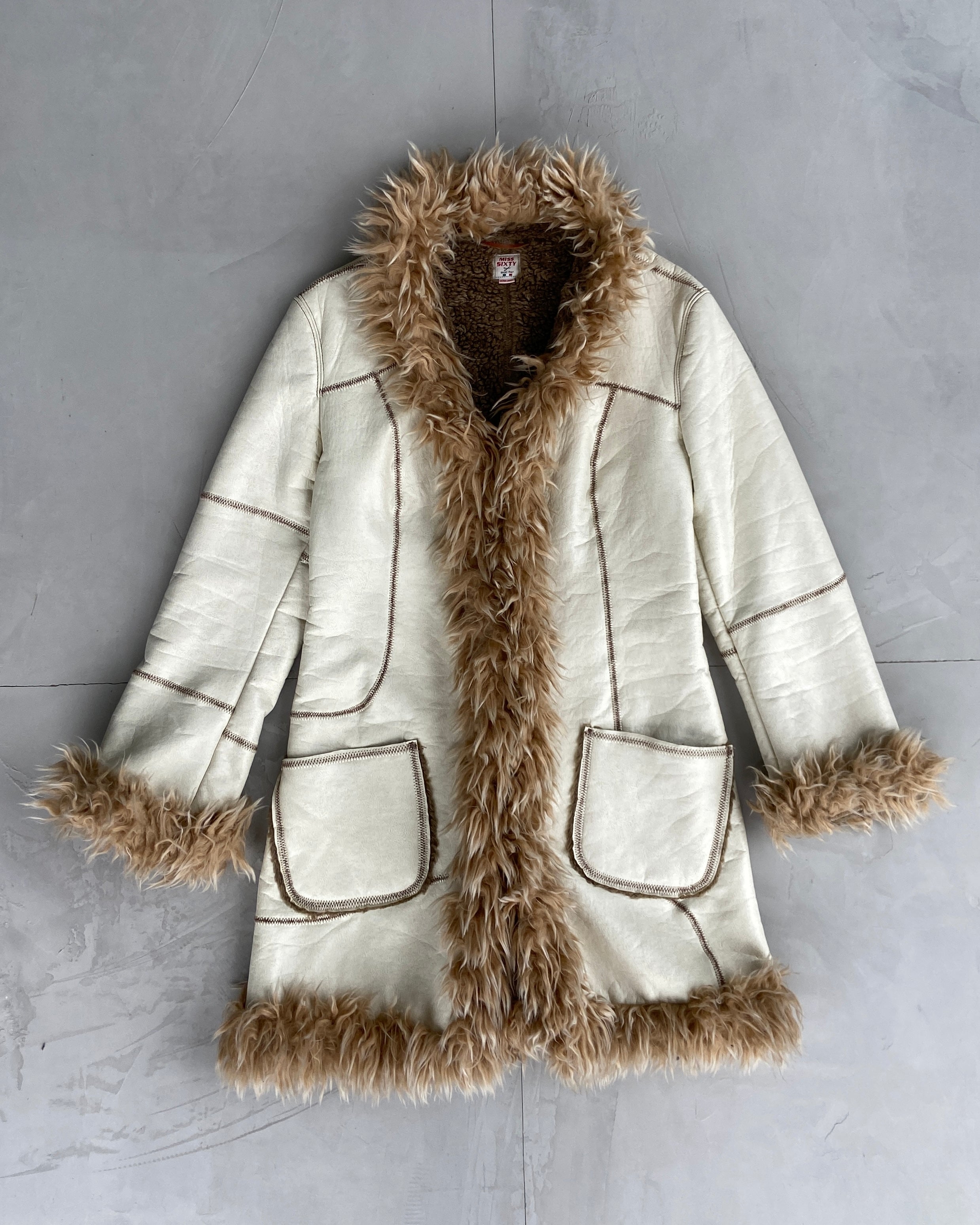 MISS SIXTY 00'S FAUX FUR AND LEATHER AFGHAN COAT – Known Source