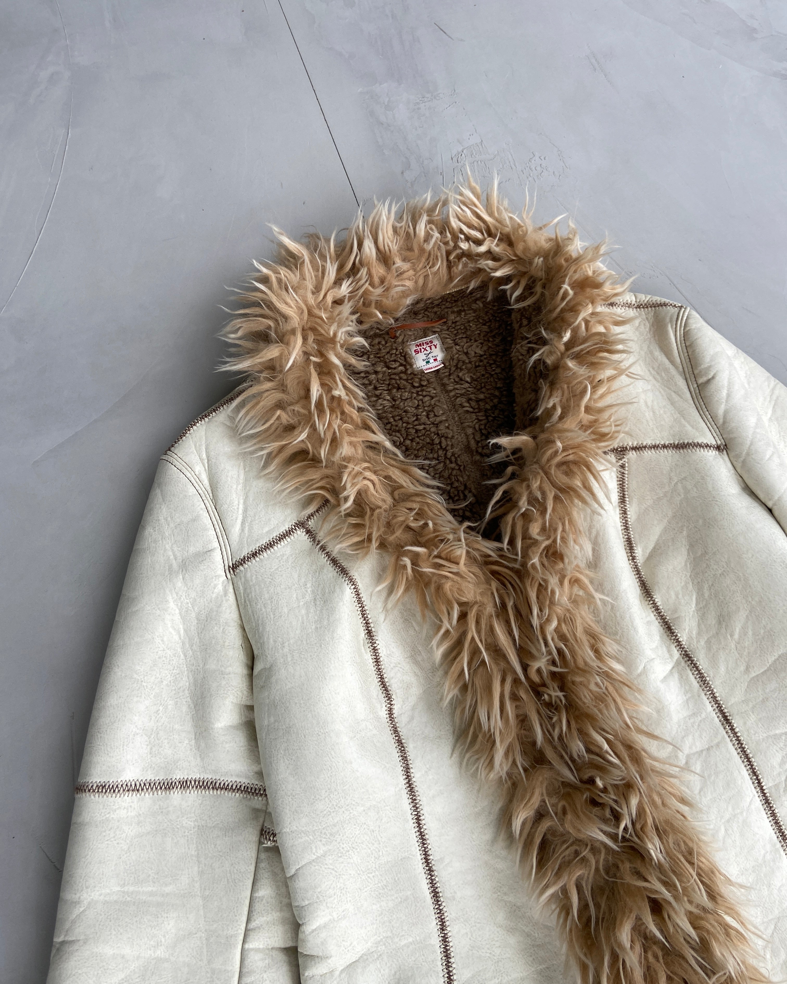 MISS SIXTY 00'S FAUX FUR AND LEATHER AFGHAN COAT – Known Source