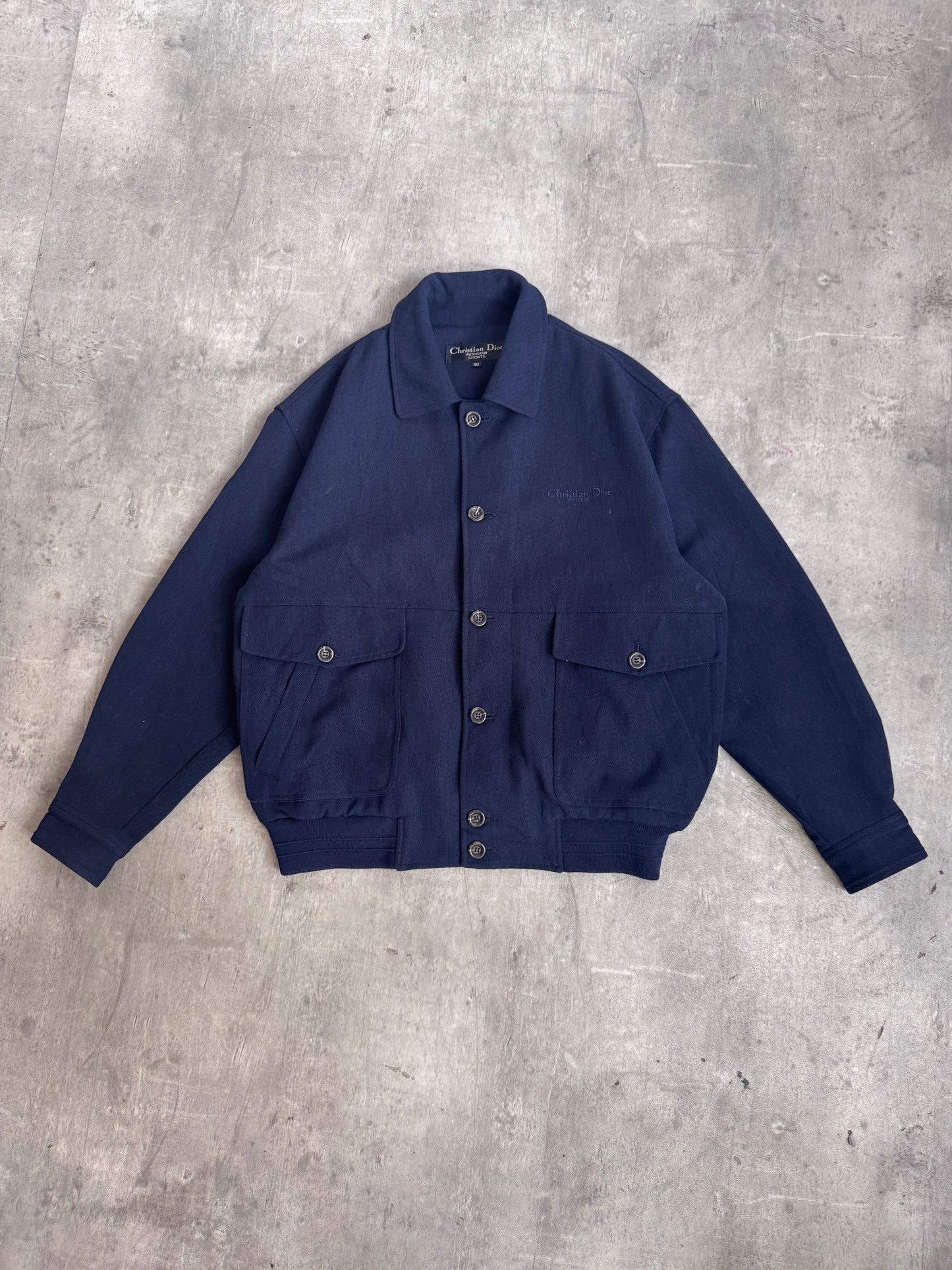 Christian Dior Circle Cut Navy Embroidered Bomber Jacket