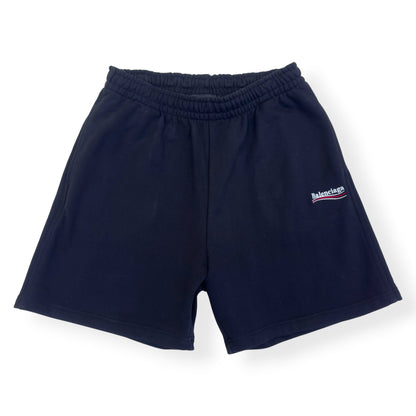 BALENCIAGA POLITICAL CAMPAIGN SWEAT SHORTS BLACK S | Small, Black