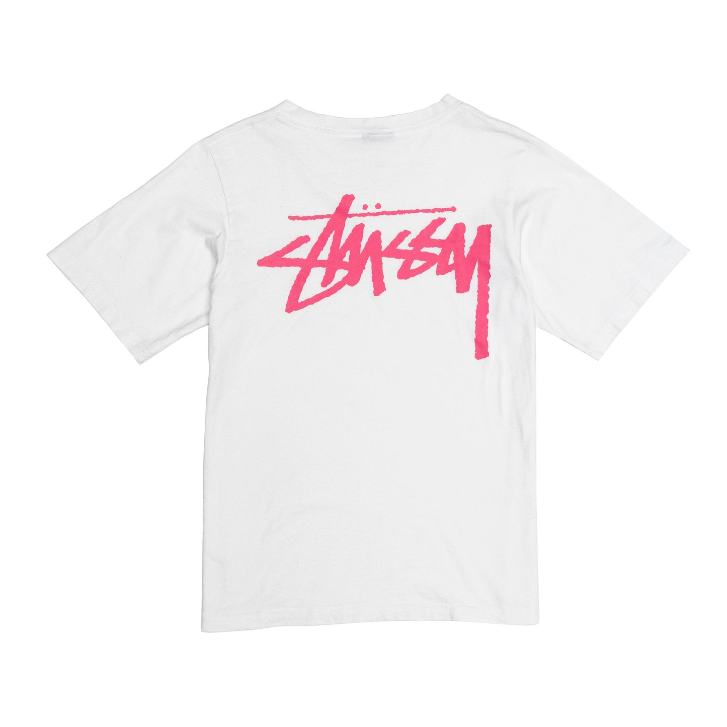 Stussy Classic Pink Logo Whiteout Tee