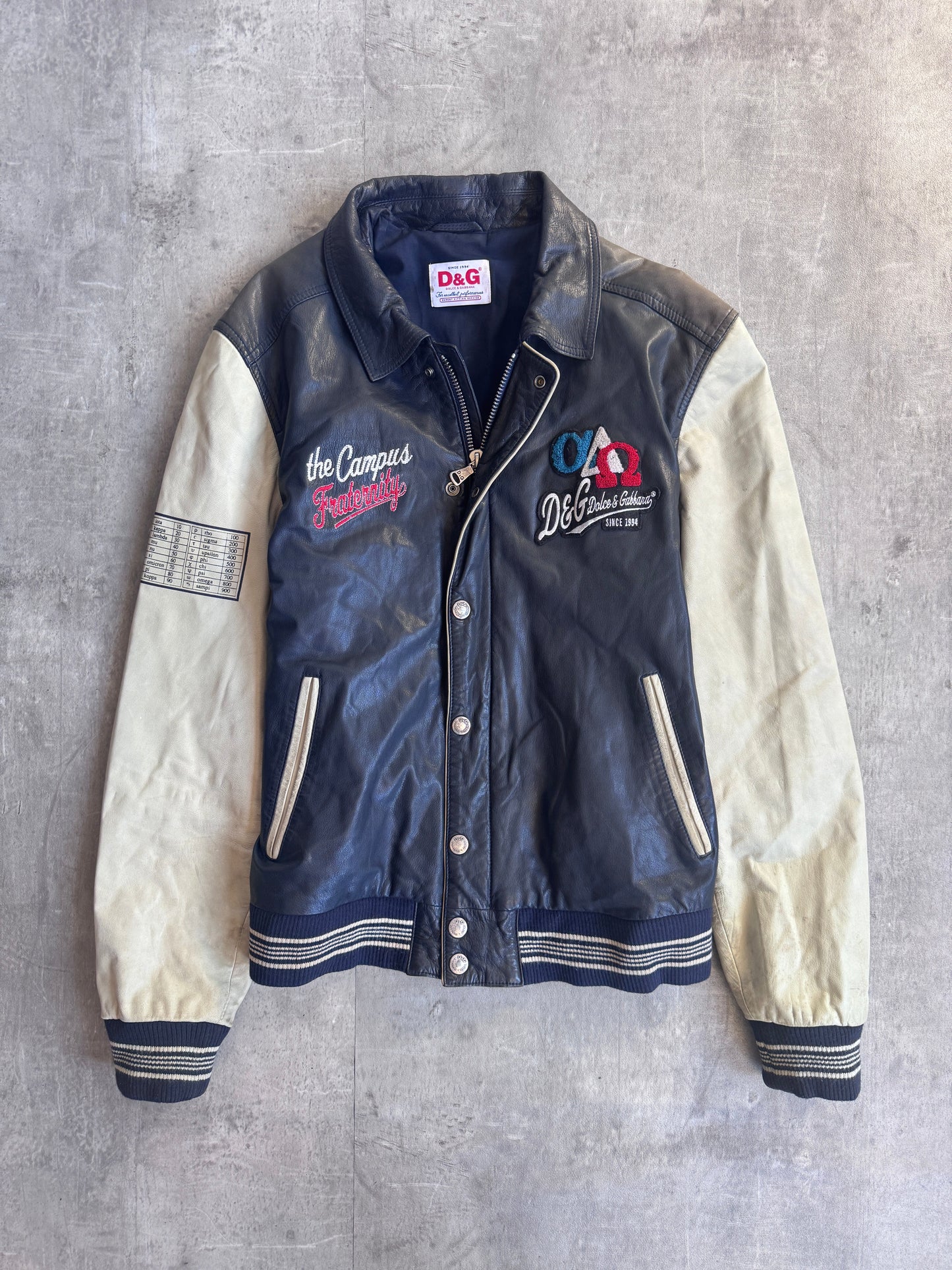 D&G Embroidered Leather Varsity Jacket