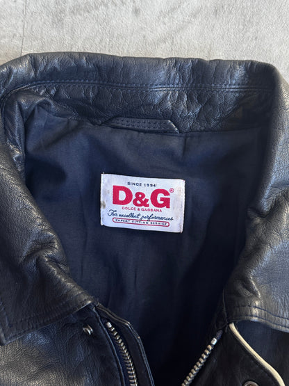 D&G Embroidered Leather Varsity Jacket