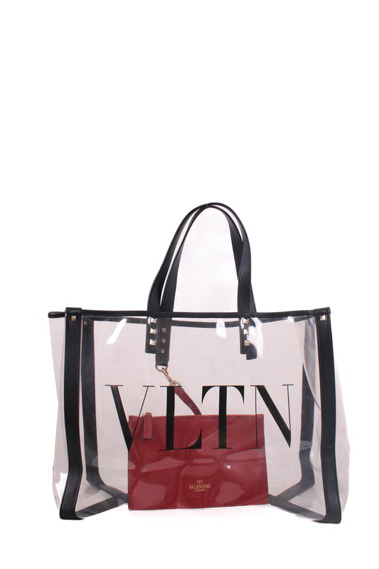 Valentino PVC Logo Tote & Pouch Clear/ Black | O/S, Black