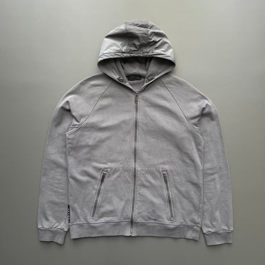 Prada Sport Grey 2019 Nylon Hood Zip-Through Hoodie | Large, Grey