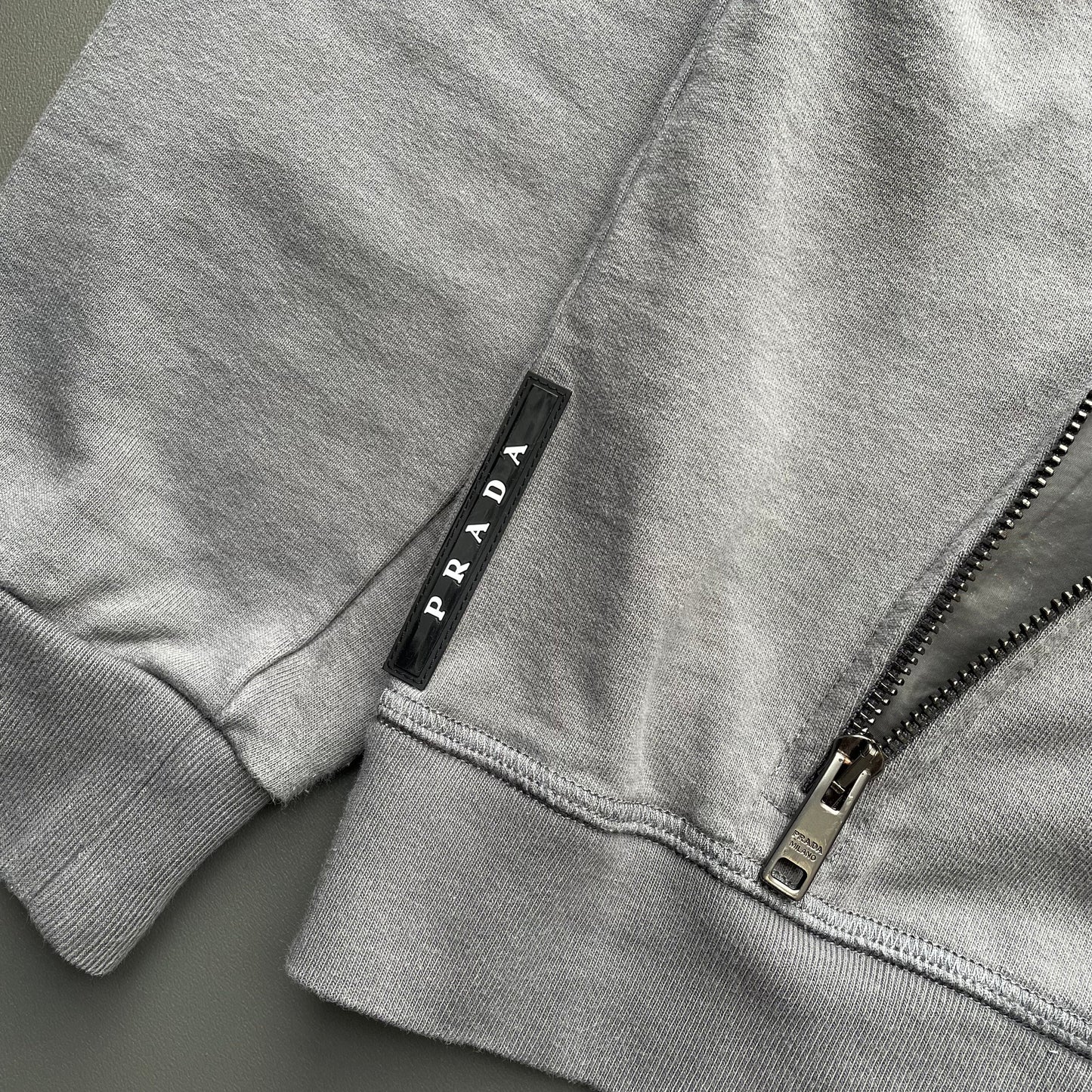 Prada Sport Grey 2019 Nylon Hood Zip-Through Hoodie | Large, Grey