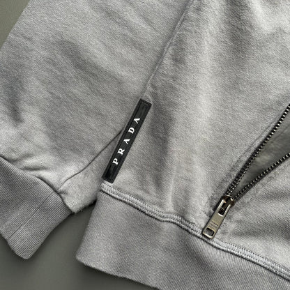 Prada Sport Grey 2019 Nylon Hood Zip-Through Hoodie | Large, Grey