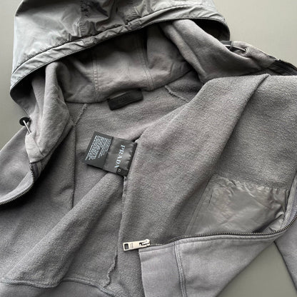 Prada Sport Grey 2019 Nylon Hood Zip-Through Hoodie | Large, Grey