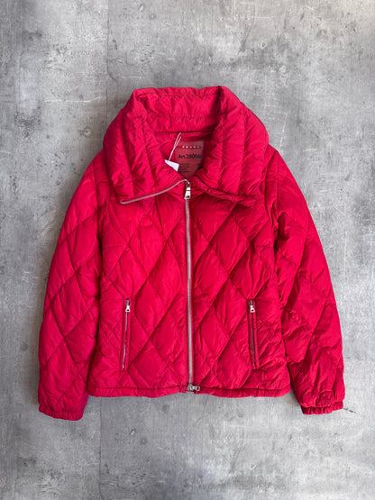 2008 Prada Red Diamond Quilted Puffer Jacket