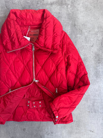 2008 Prada Red Diamond Quilted Puffer Jacket