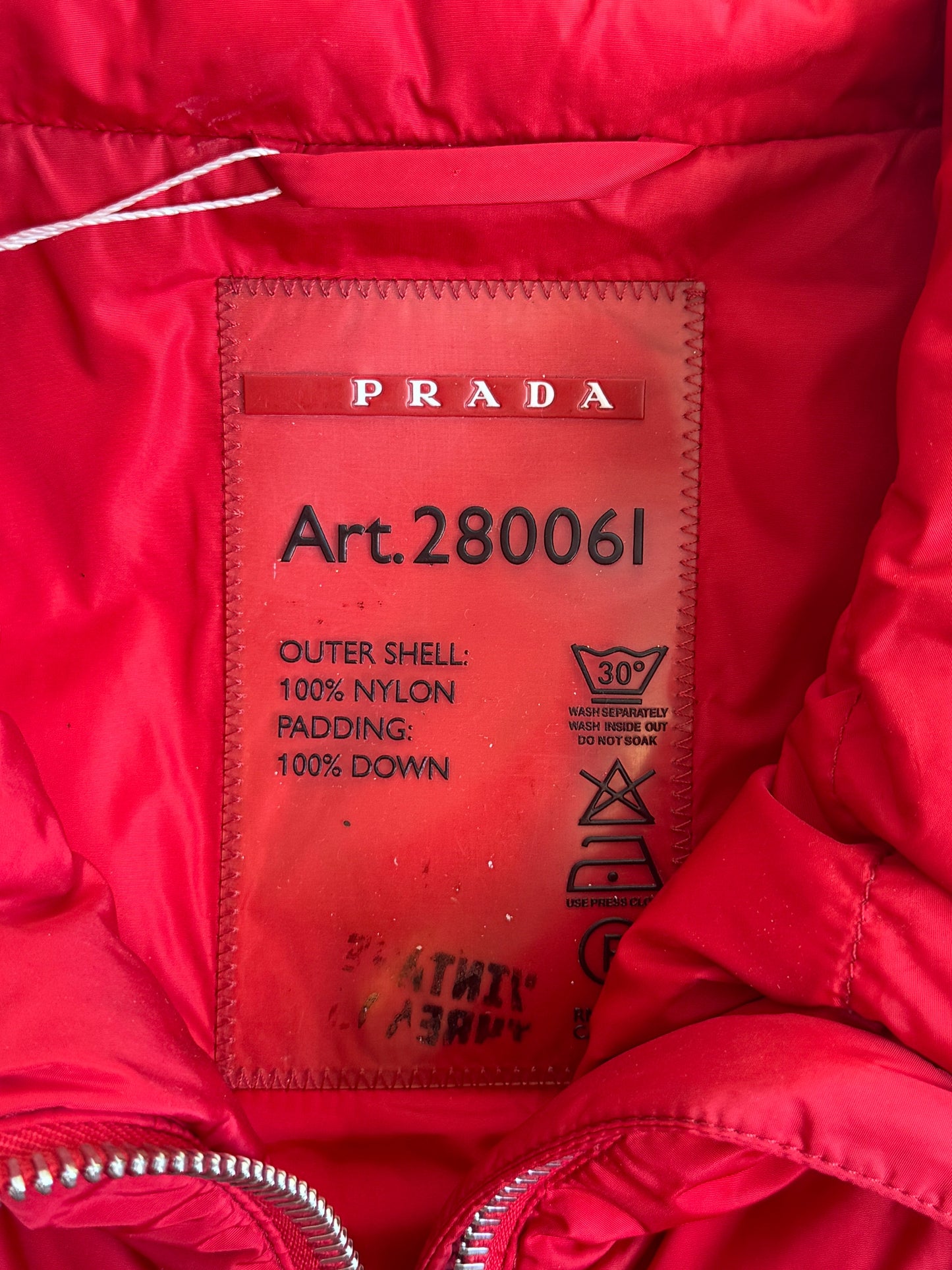 2008 Prada Red Diamond Quilted Puffer Jacket