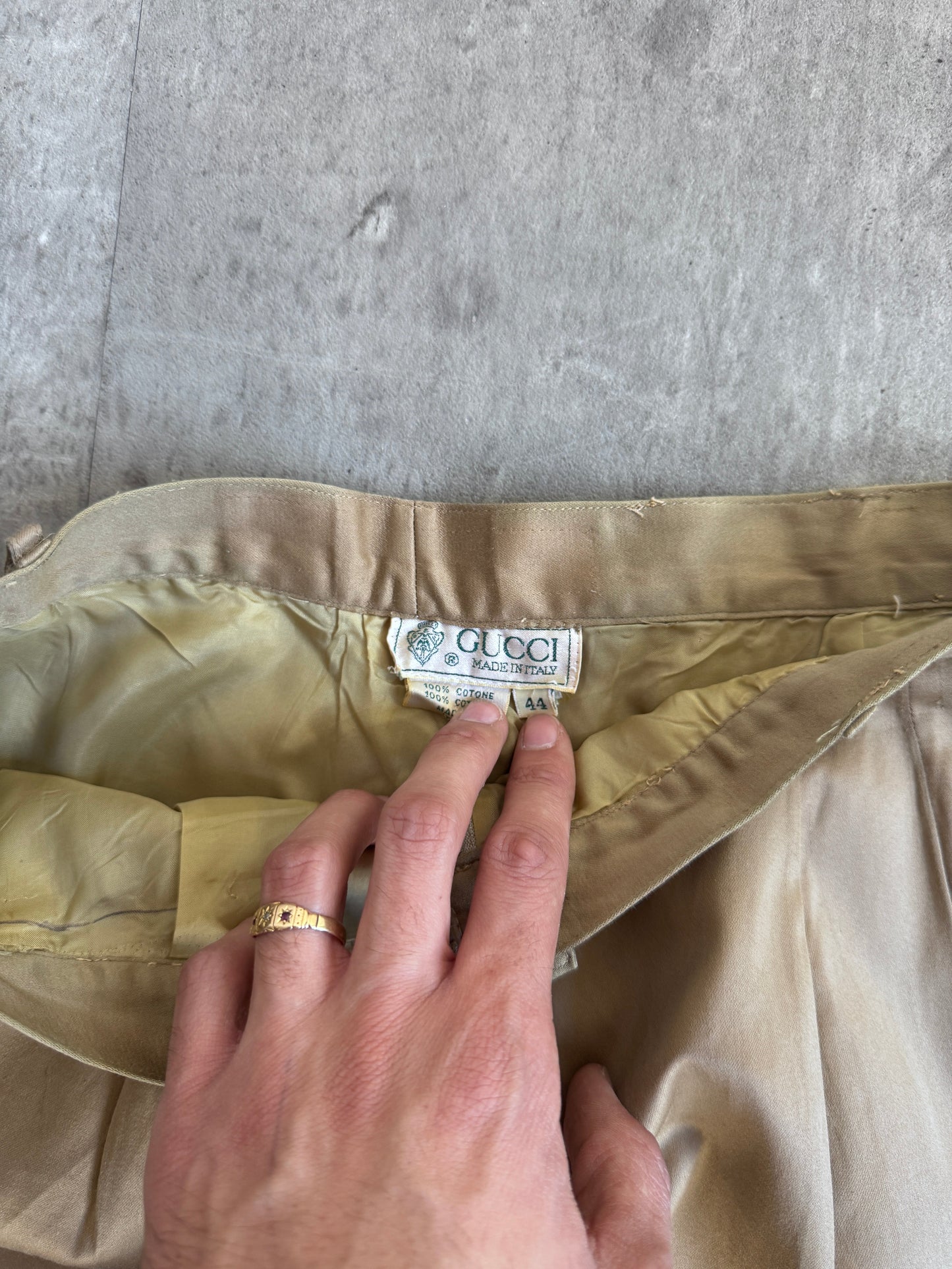 Gucci Beige Satin Tailored Trousers