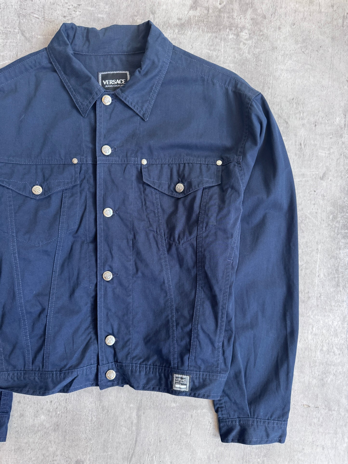 Versace Navy Cotton Trucker Jacket