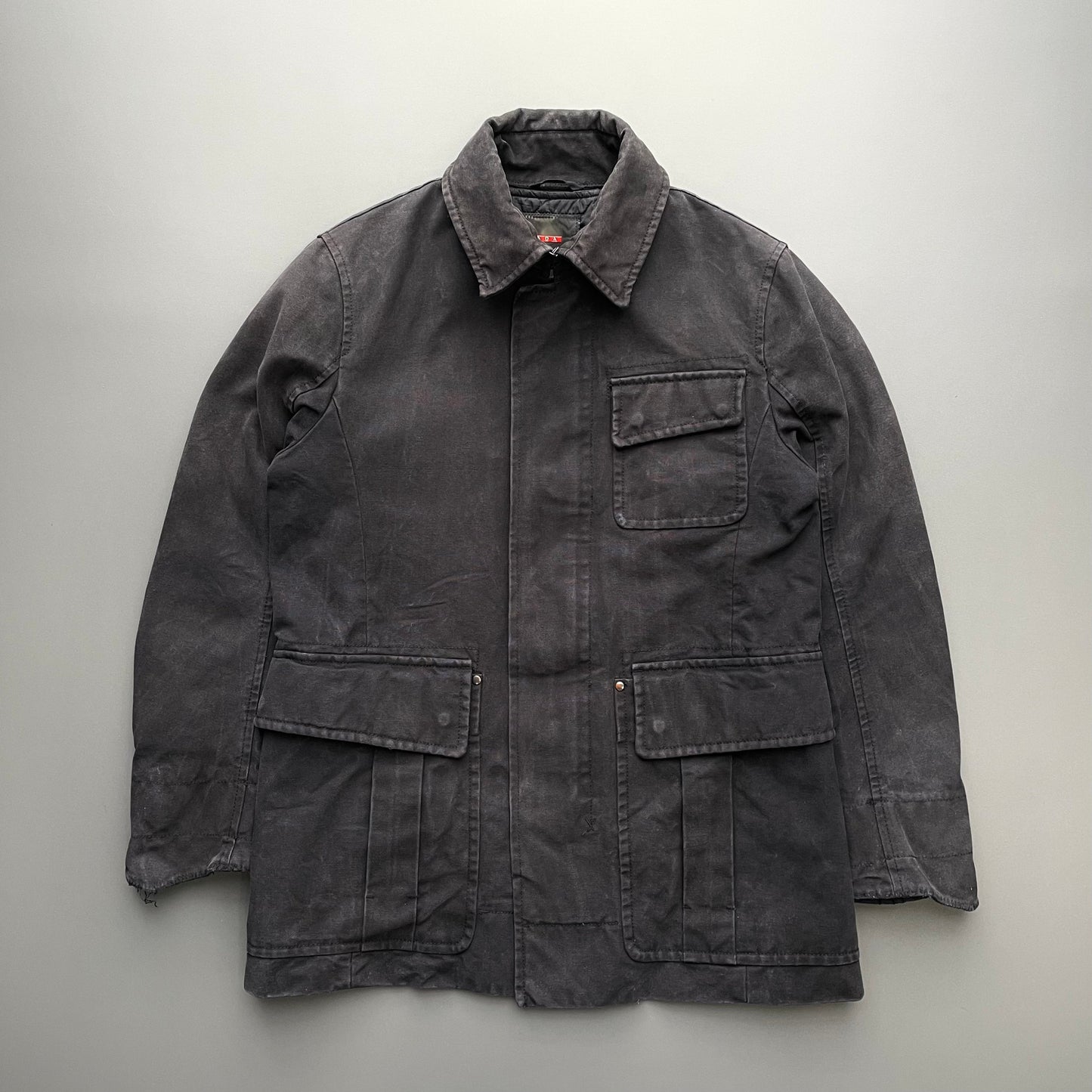 Prada Sport Dark Grey 00s Canvas Cotton Liner Field Jacket | Medium, Grey