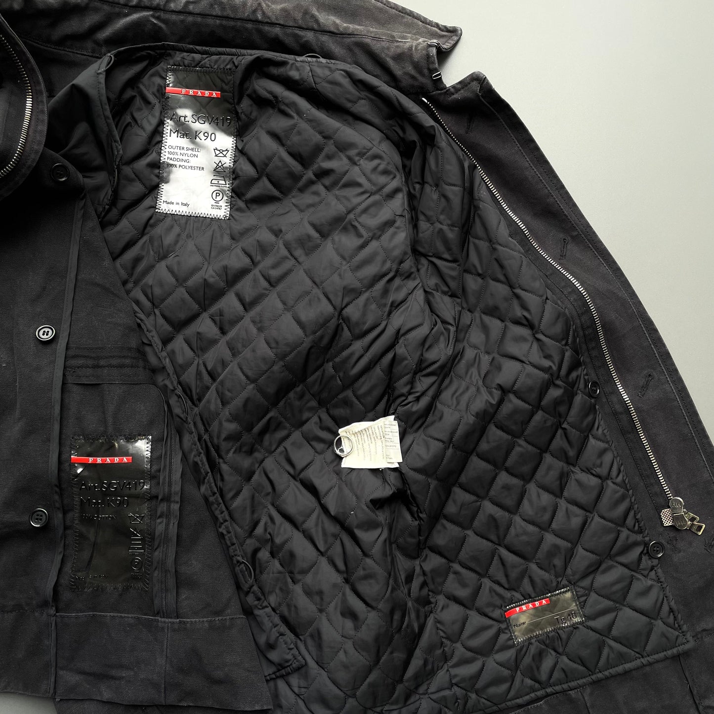 Prada Sport Dark Grey 00s Canvas Cotton Liner Field Jacket | Medium, Grey