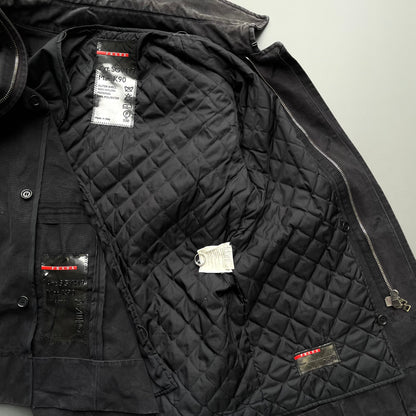 Prada Sport Dark Grey 00s Canvas Cotton Liner Field Jacket | Medium, Grey