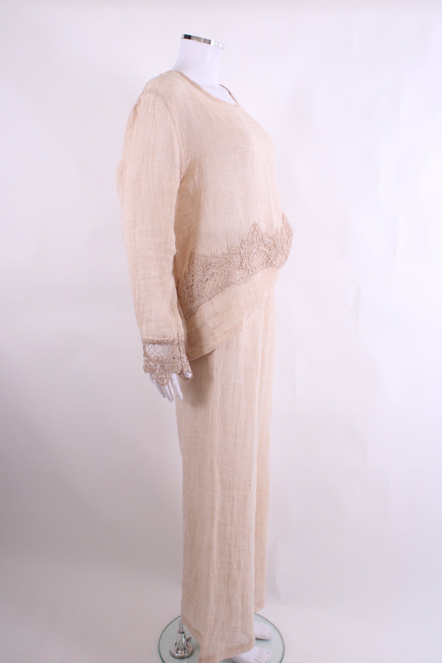 Maurizio Lace Trim Top/Trouser Co-ord Beige M | O/S, Beige