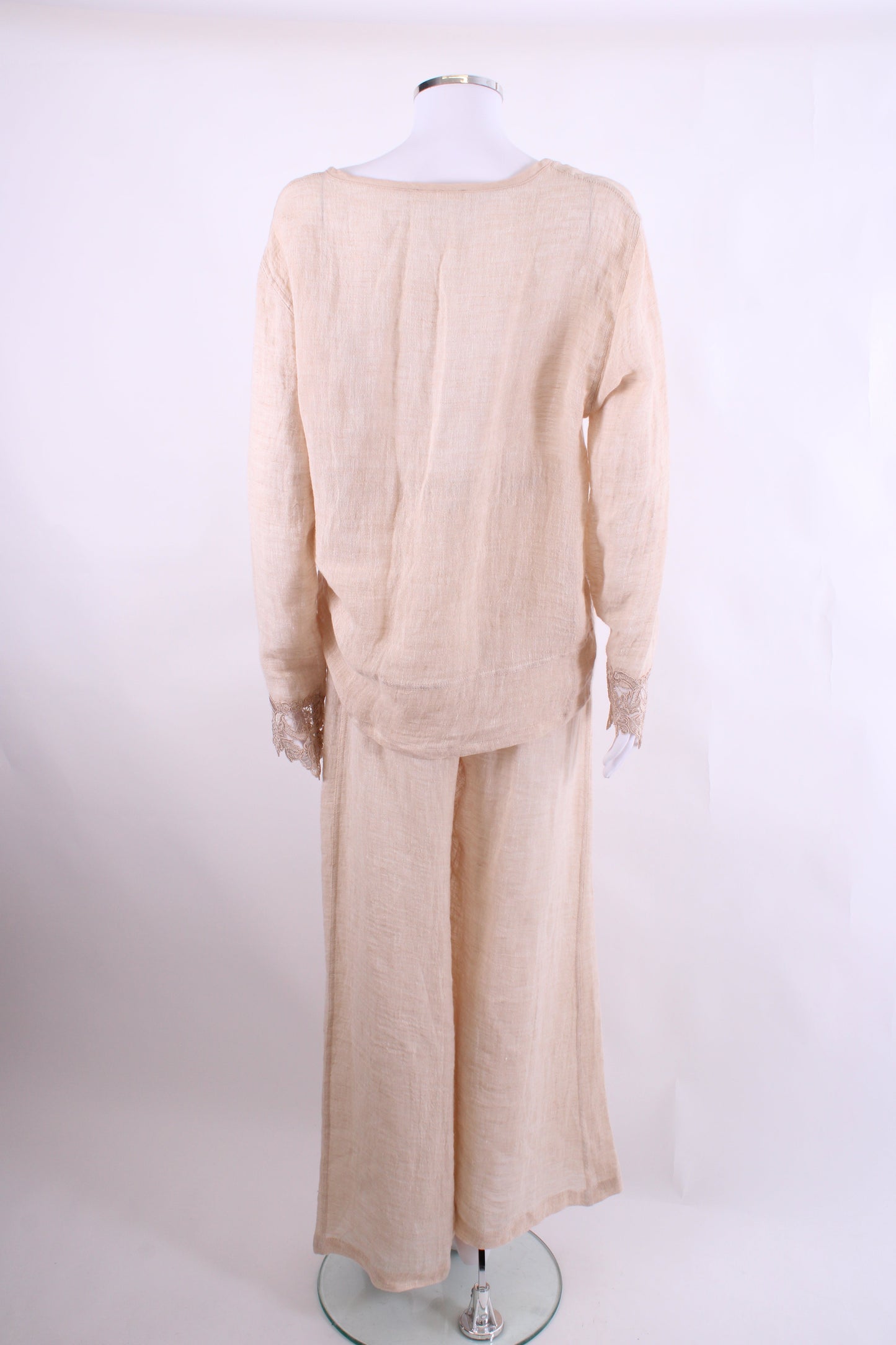 Maurizio Lace Trim Top/Trouser Co-ord Beige M | O/S, Beige
