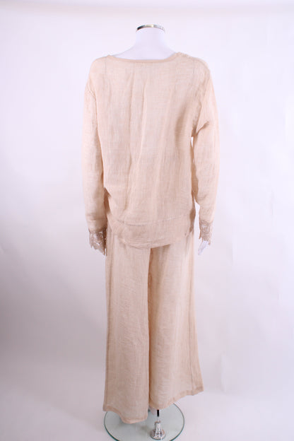 Maurizio Lace Trim Top/Trouser Co-ord Beige M | O/S, Beige
