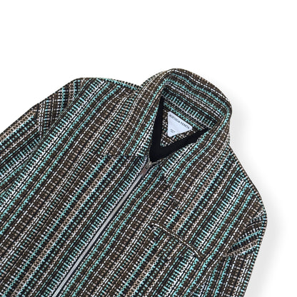 BOTTEGA VENETA TWEED ZIP-UP JACKET TEAL / BROWN 50 / M | Medium, Brown