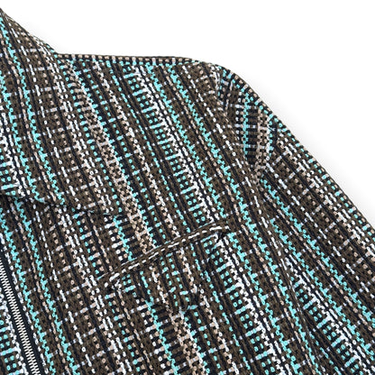 BOTTEGA VENETA TWEED ZIP-UP JACKET TEAL / BROWN 50 / M | Medium, Brown