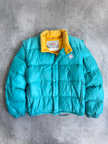 Moncler Detachable Sleeve Turquoise Puffer Jacket