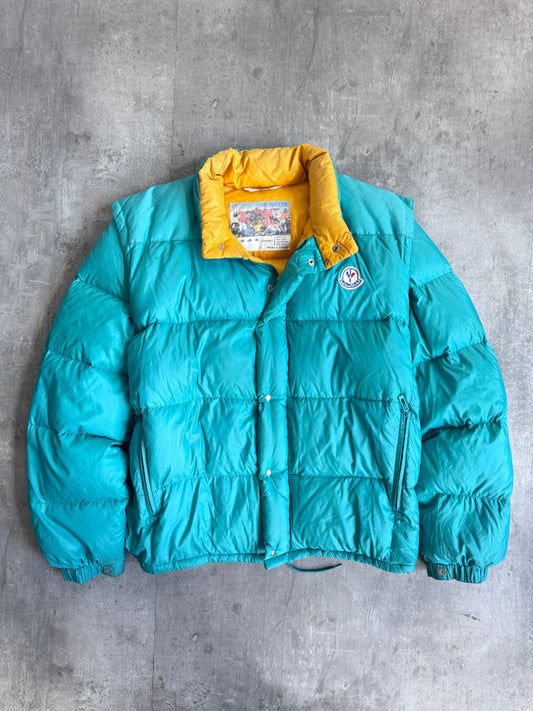Moncler Detachable Sleeve Turquoise Puffer Jacket