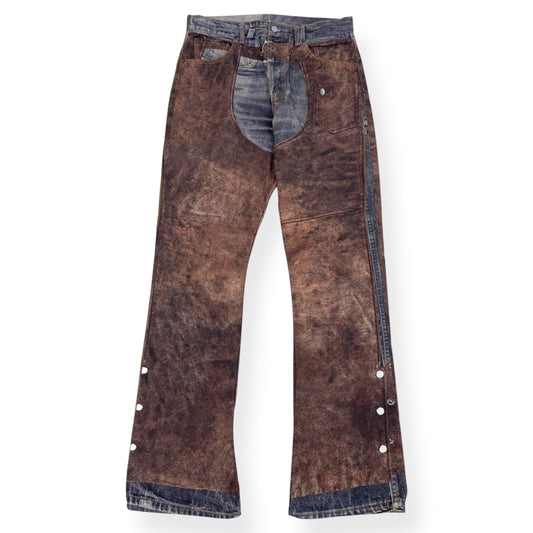 ACNE STUDIOS PRINTED CHAPS JEANS BLUE / BROWN 50 / M | Medium, Blue