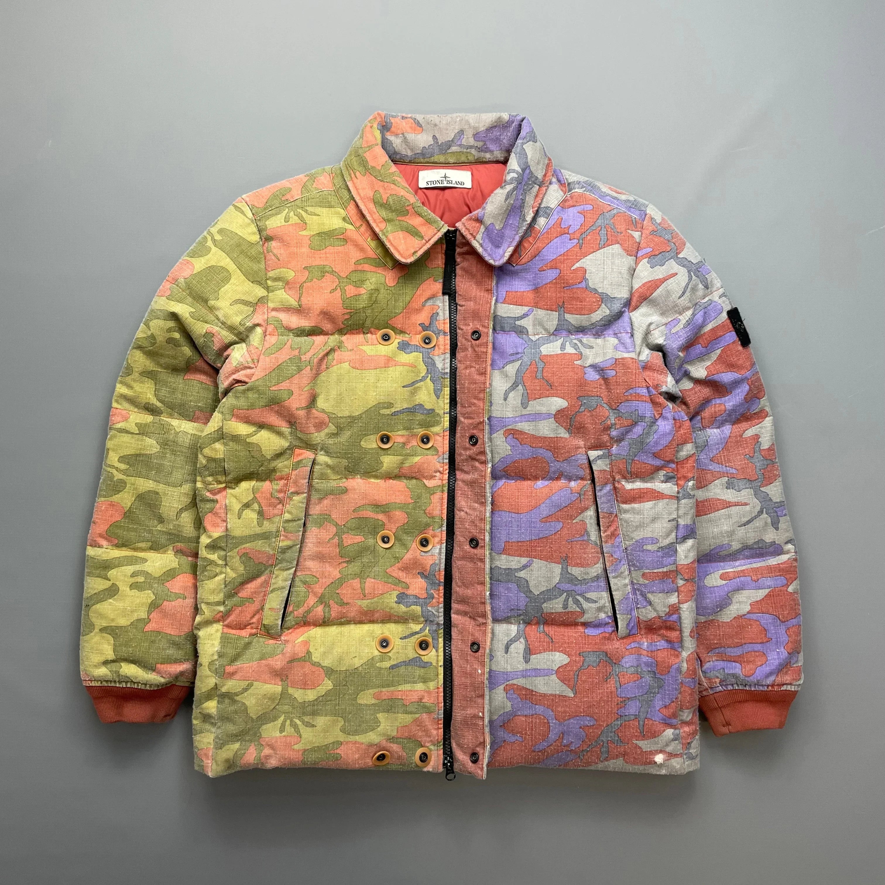 Stone Island Multicoloured Heritage Camo AW22 Ripstop Nylon Down
