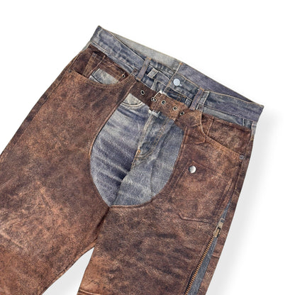ACNE STUDIOS PRINTED CHAPS JEANS BLUE / BROWN 50 / M | Medium, Blue