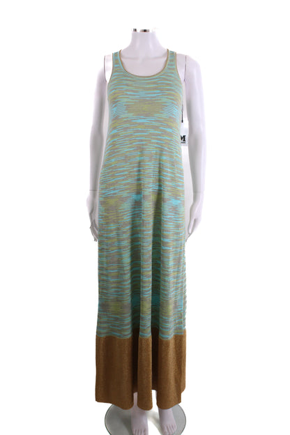M Missoni S/S Stripe Knit Dress Blue/ Beige 8 | O/S, Beige