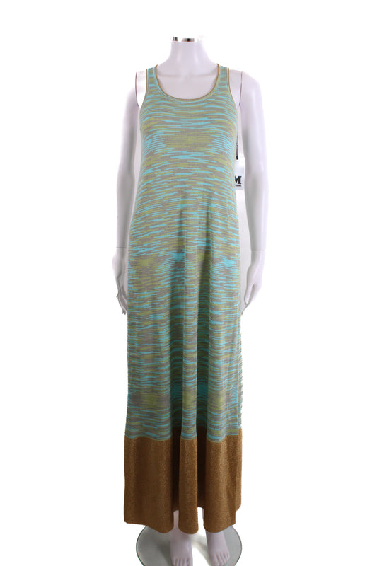 M Missoni S/S Stripe Knit Dress Blue/ Beige 8 | O/S, Beige