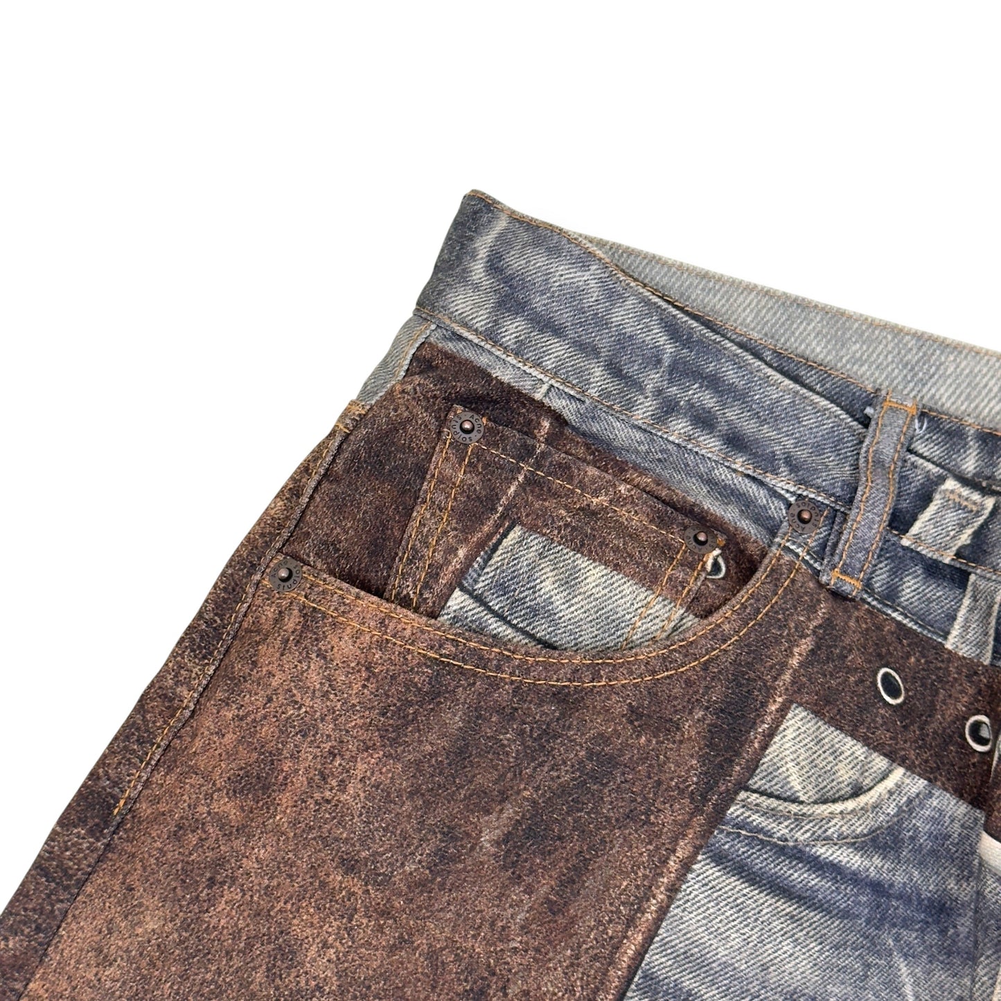 ACNE STUDIOS PRINTED CHAPS JEANS BLUE / BROWN 50 / M | Medium, Blue