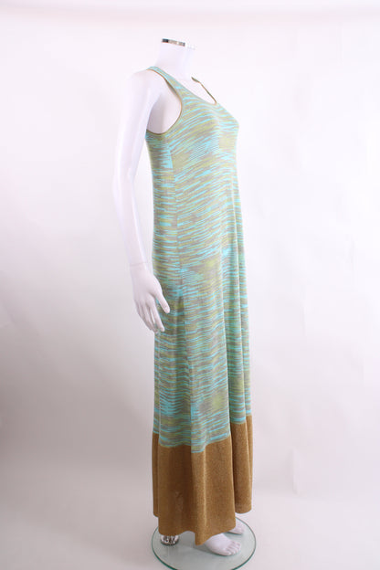 M Missoni S/S Stripe Knit Dress Blue/ Beige 8 | O/S, Beige