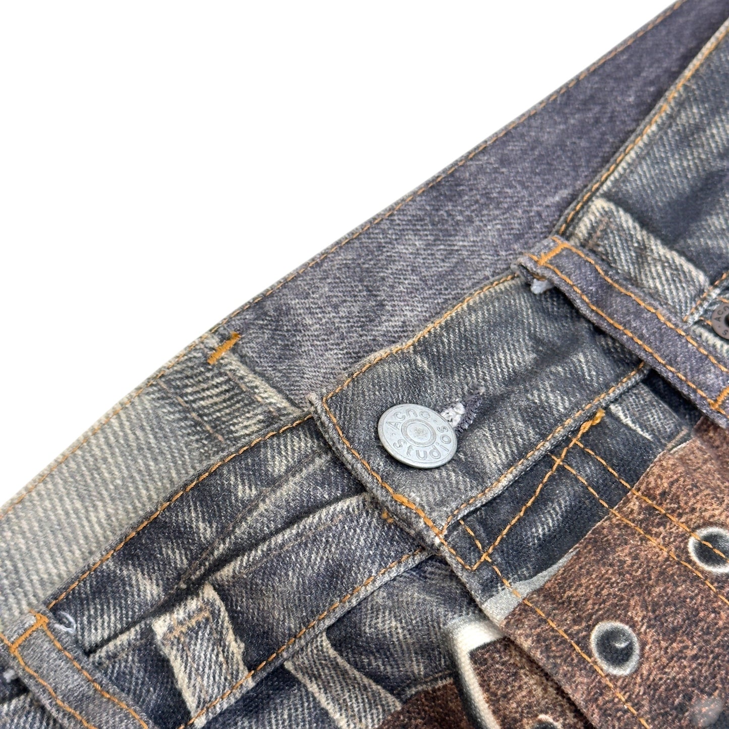 ACNE STUDIOS PRINTED CHAPS JEANS BLUE / BROWN 50 / M | Medium, Blue