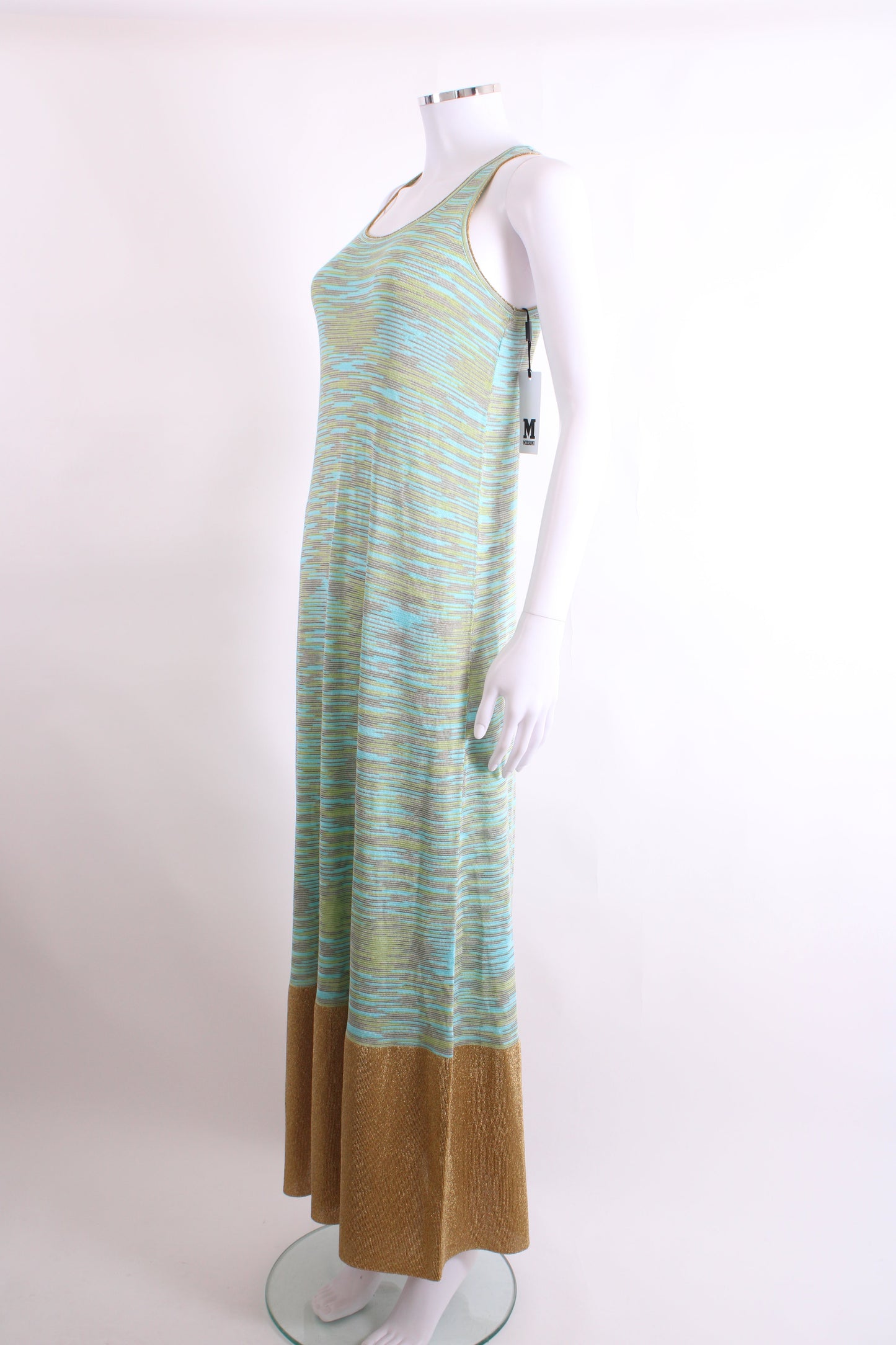 M Missoni S/S Stripe Knit Dress Blue/ Beige 8 | O/S, Beige
