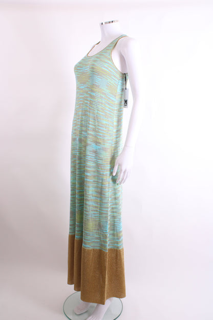 M Missoni S/S Stripe Knit Dress Blue/ Beige 8 | O/S, Beige