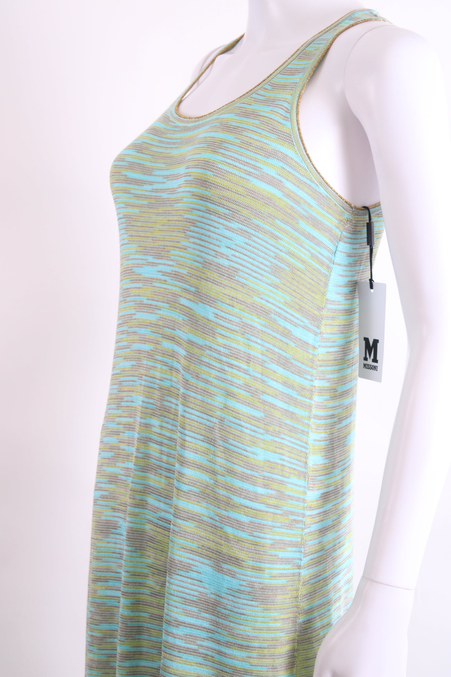 M Missoni S/S Stripe Knit Dress Blue/ Beige 8 | O/S, Beige