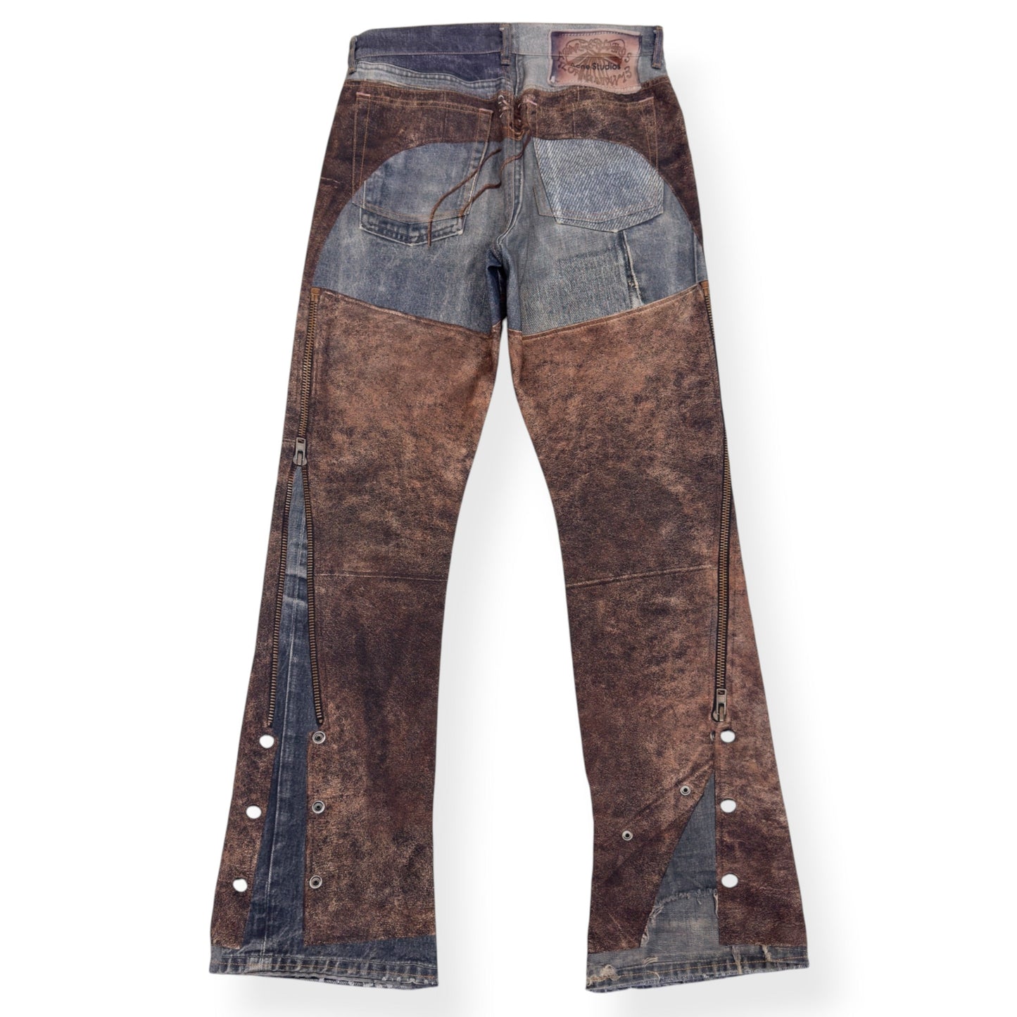 ACNE STUDIOS PRINTED CHAPS JEANS BLUE / BROWN 50 / M | Medium, Blue