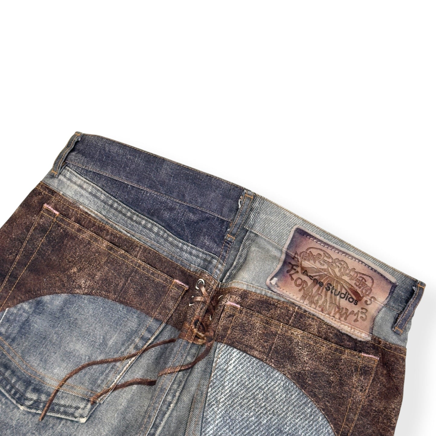 ACNE STUDIOS PRINTED CHAPS JEANS BLUE / BROWN 50 / M | Medium, Blue