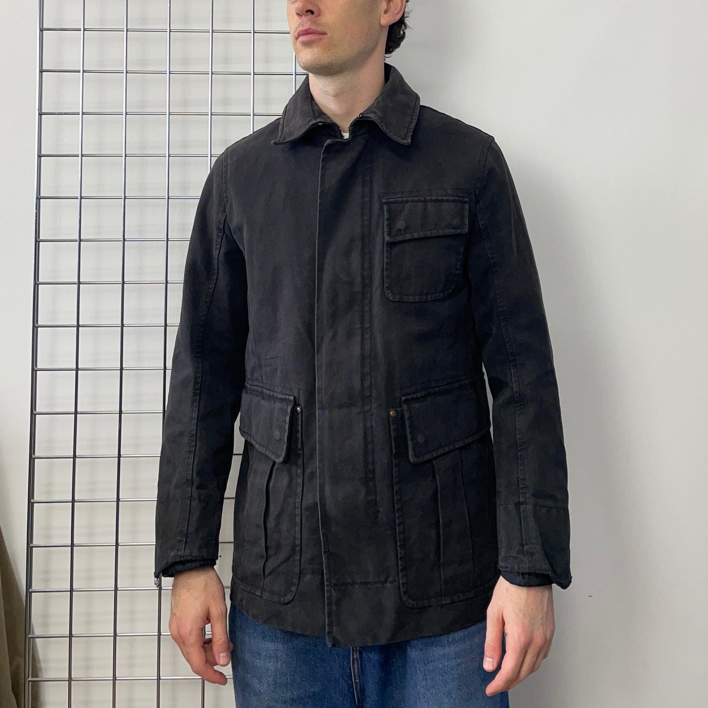 Prada Sport Dark Grey 00s Canvas Cotton Liner Field Jacket | Medium, Grey