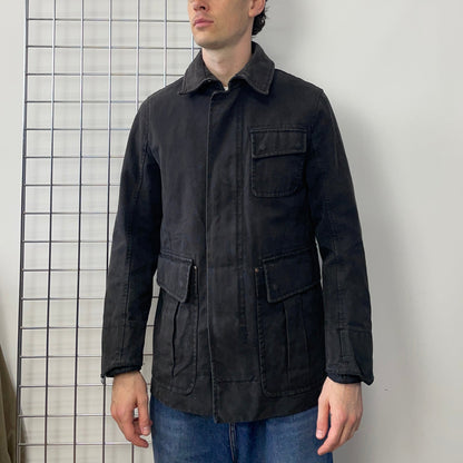 Prada Sport Dark Grey 00s Canvas Cotton Liner Field Jacket | Medium, Grey