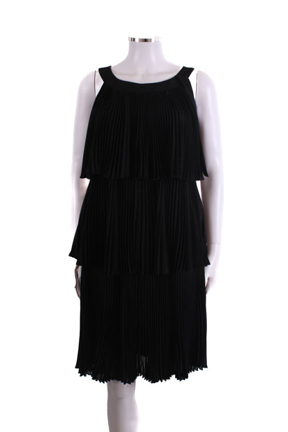 Red Valentino S/S Pleat Ruffle Dress Black 10 | O/S, Black