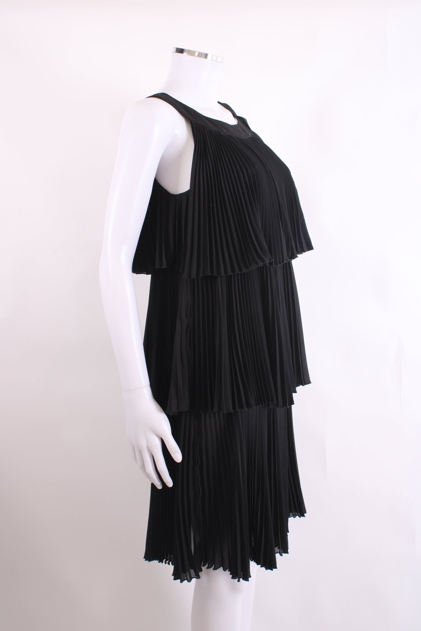 Red Valentino S/S Pleat Ruffle Dress Black 10 | O/S, Black