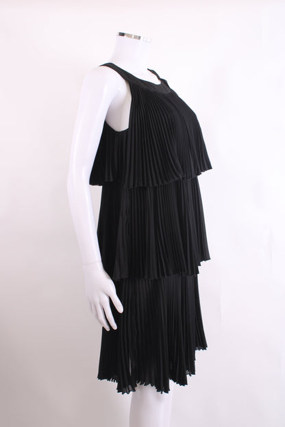 Red Valentino S/S Pleat Ruffle Dress Black 10 | O/S, Black