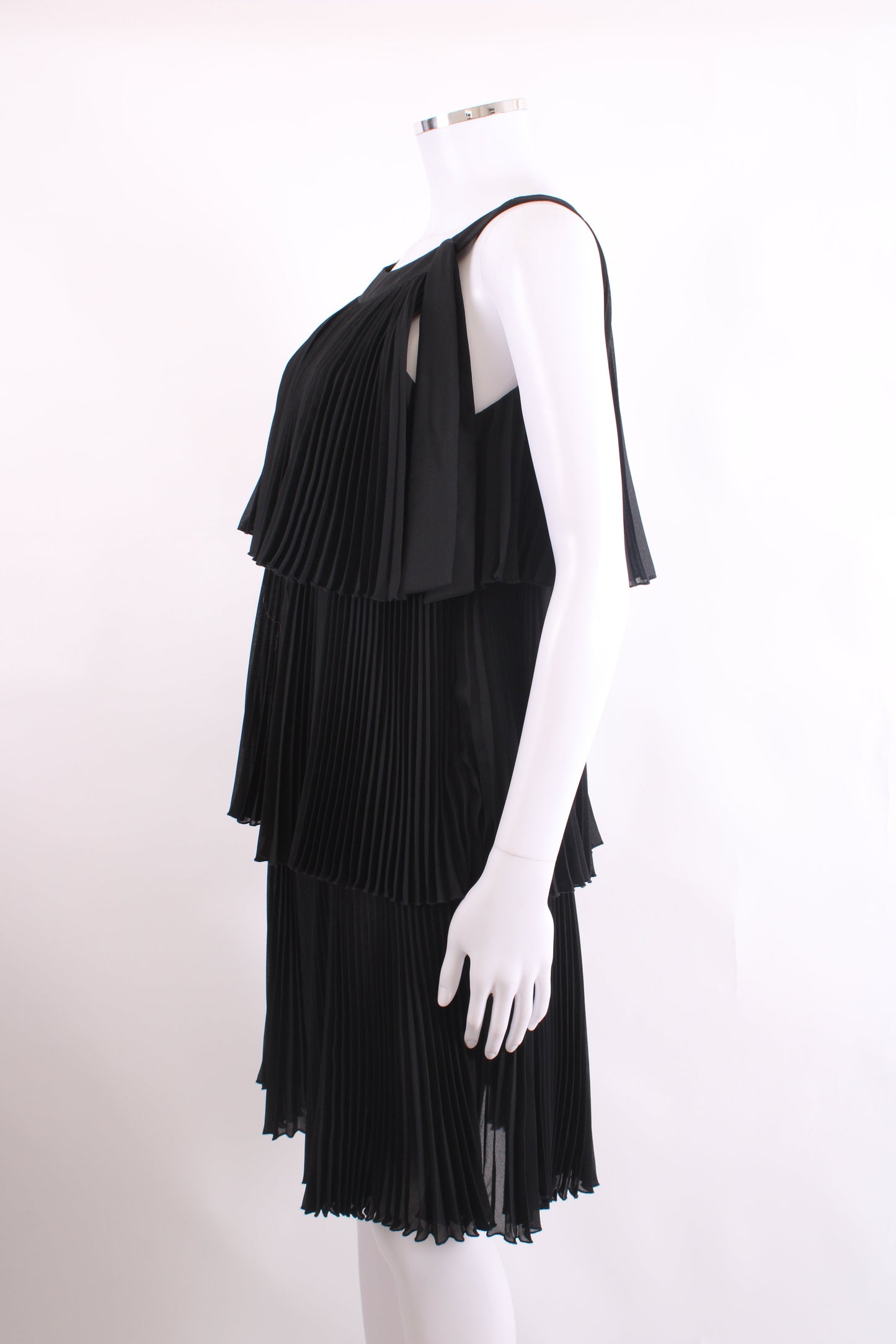 Red Valentino S/S Pleat Ruffle Dress Black 10 | O/S, Black