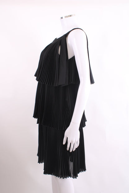 Red Valentino S/S Pleat Ruffle Dress Black 10 | O/S, Black