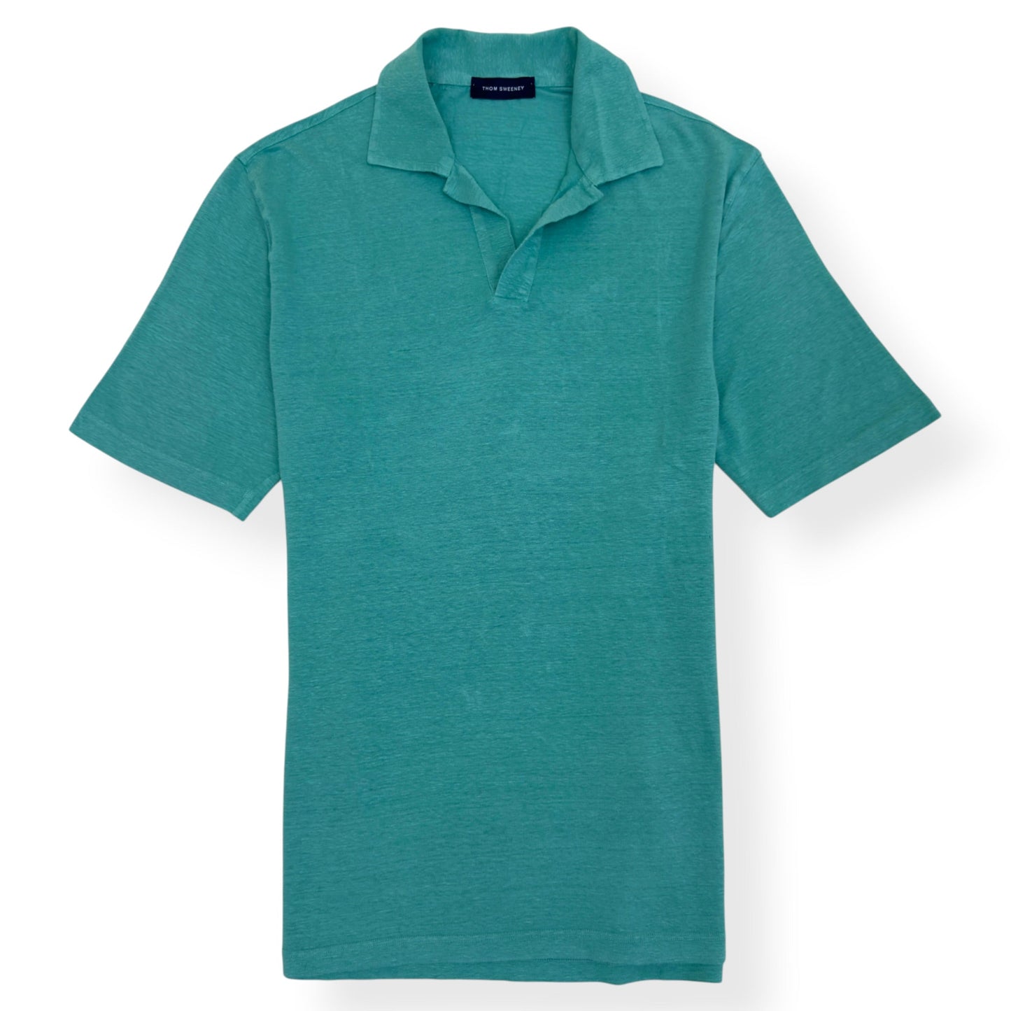 THOM SWEENEY LINEN POLO TEAL M | Medium, Teal
